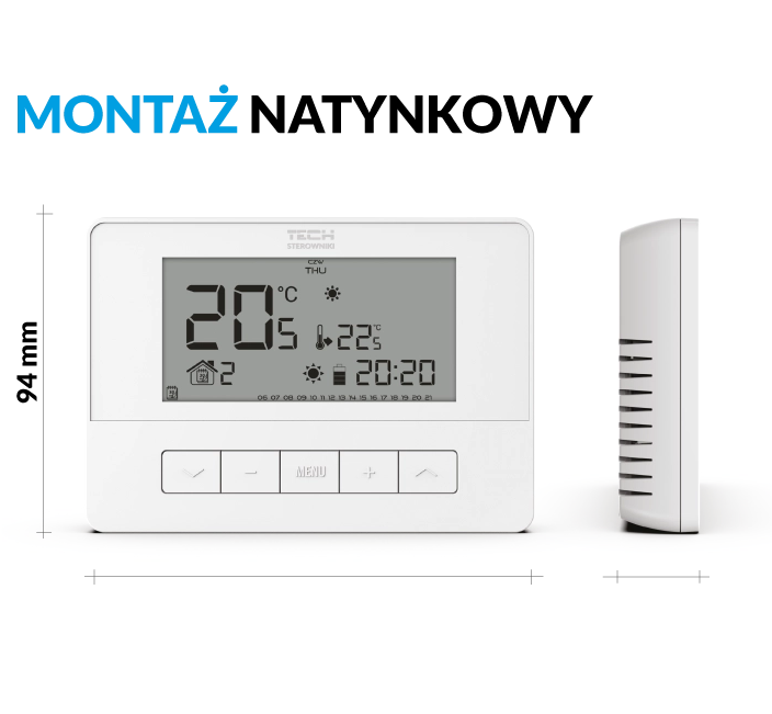 TECH Regulator pokojowy bezprzewodowy T-4.2 - biały Hydro Energia
